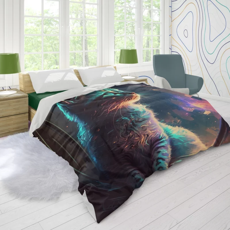 Blue-Eyed Cat Stargazing Duvet Cover