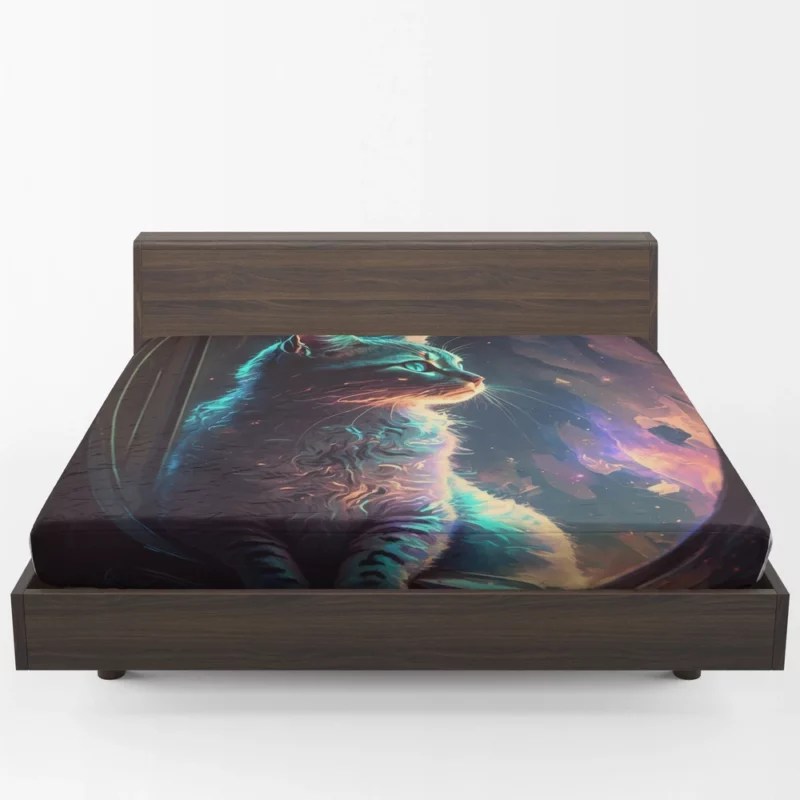 Blue-Eyed Cat Stargazing Fitted Sheet 1