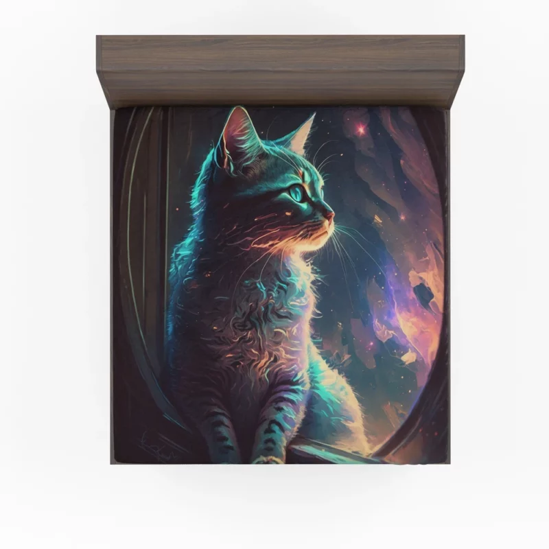 Blue-Eyed Cat Stargazing Fitted Sheet