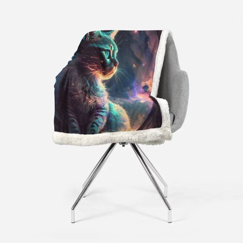 Blue-Eyed Cat Stargazing Sherpa Fleece Blanket 1