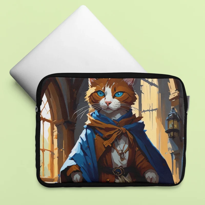 Blue-Eyed Cat with Blue Collar Laptop Sleeve