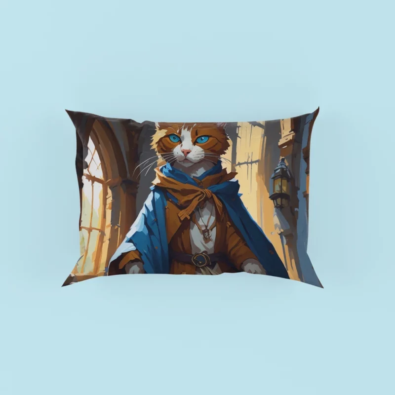 Blue-Eyed Cat with Blue Collar Pillow Cases