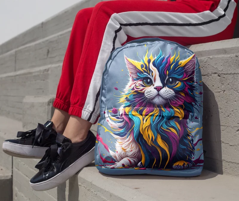 Blue-Eyed Cat with Colorful Head Backpack 1