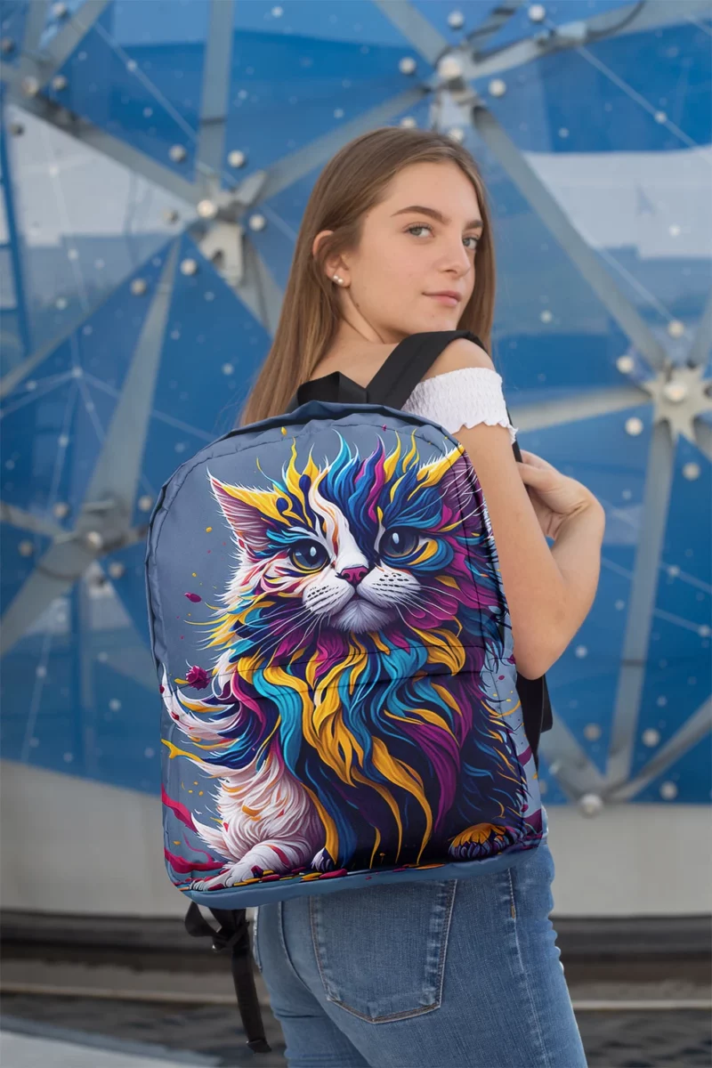 Blue-Eyed Cat with Colorful Head Backpack 2