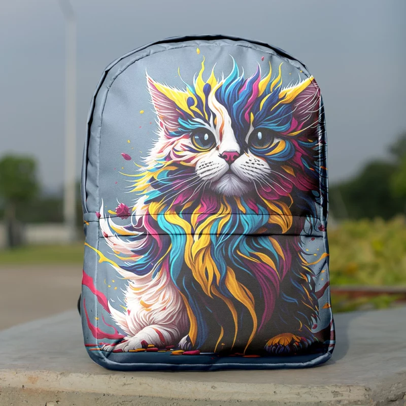 Blue-Eyed Cat with Colorful Head Backpack