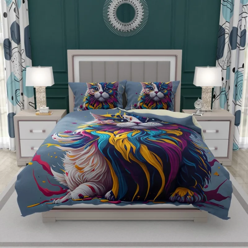 Blue-Eyed Cat with Colorful Head Bedding Set 1