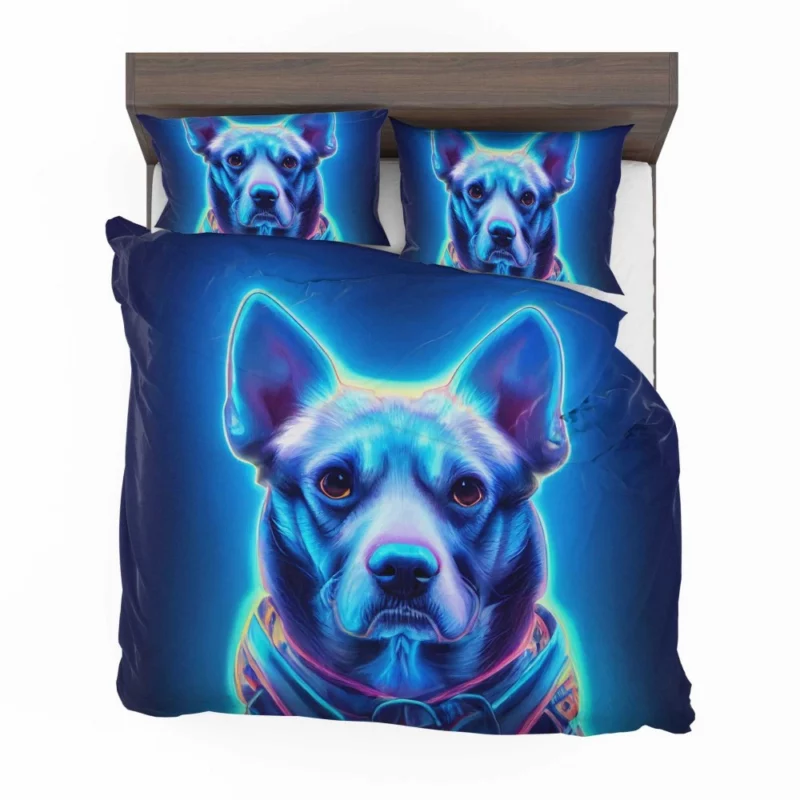 Blue Watercolor Dog Portrait Print Bedding Set 2