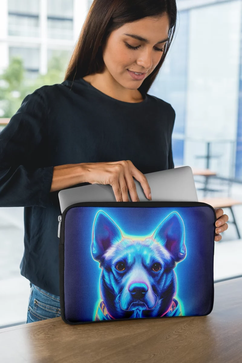 Blue Watercolor Dog Portrait Print Laptop Sleeve 1