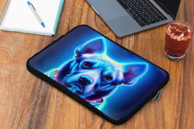 Blue Watercolor Dog Portrait Print Laptop Sleeve 2