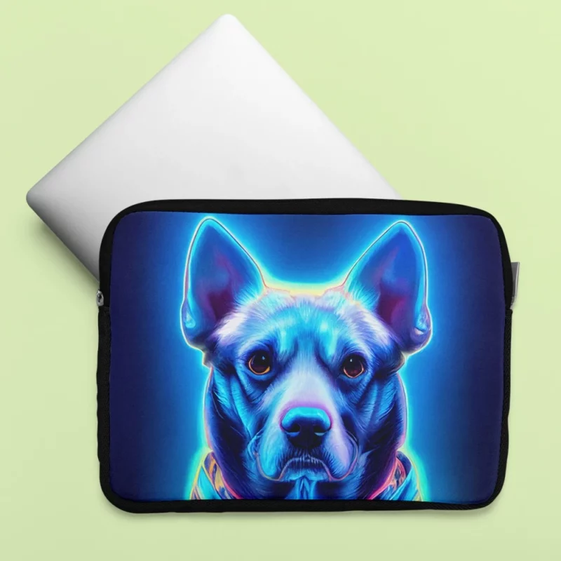 Blue Watercolor Dog Portrait Print Laptop Sleeve