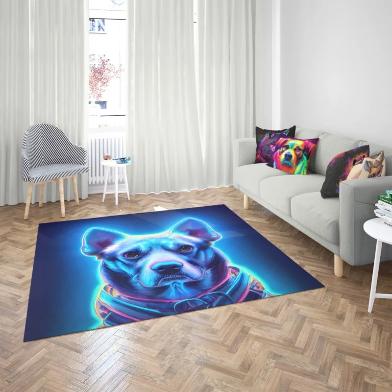 Blue Watercolor Dog Portrait Print Rug 2