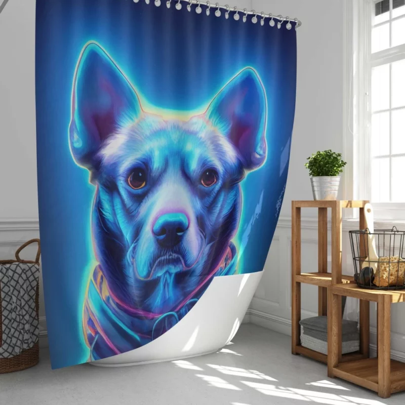 Blue Watercolor Dog Portrait Print Shower Curtain