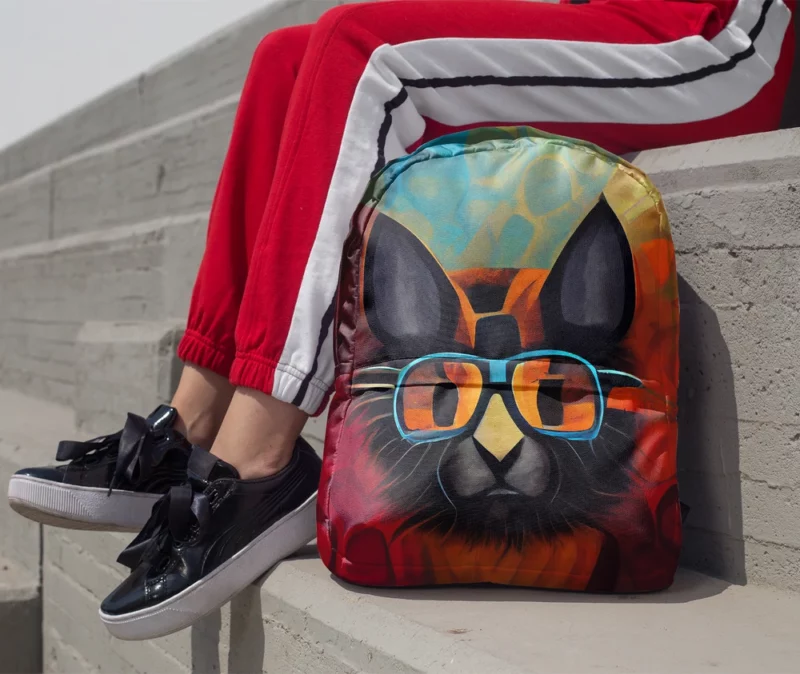 Bobcat Wearing Glasses Art Backpack 1