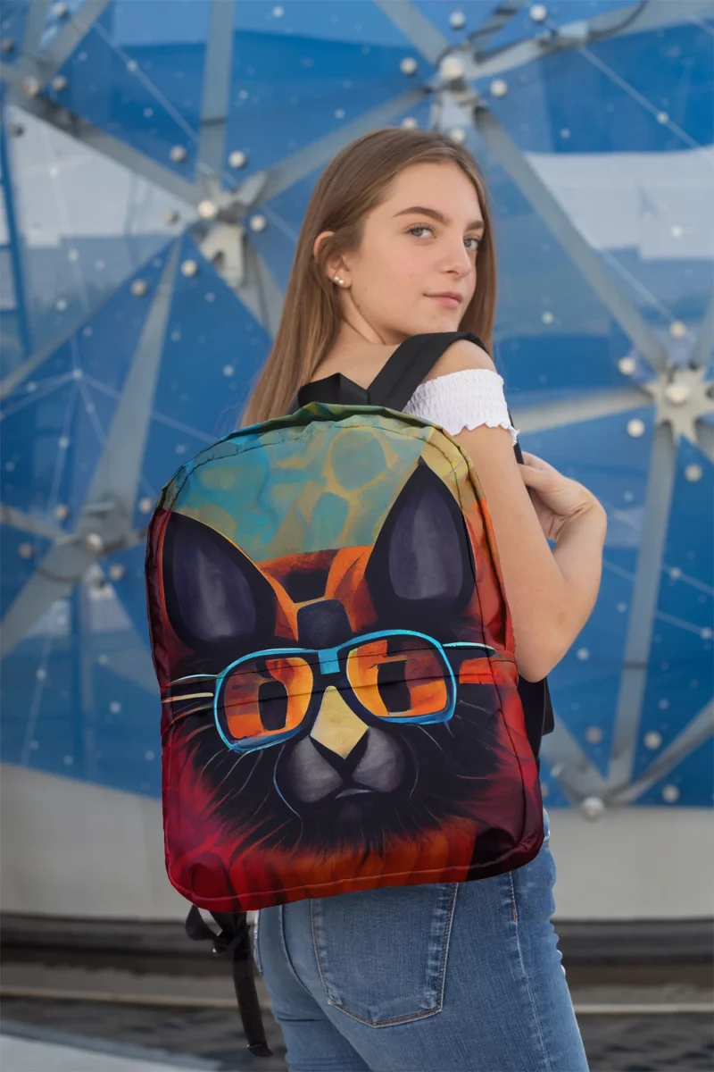 Bobcat Wearing Glasses Art Backpack 2