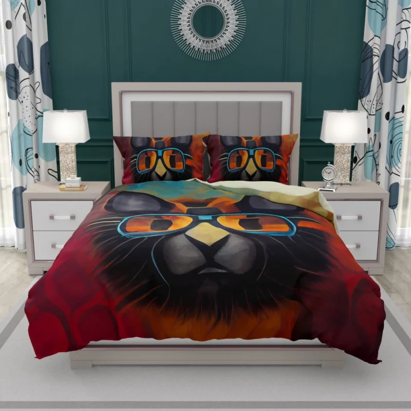 Bobcat Wearing Glasses Art Bedding Set 1