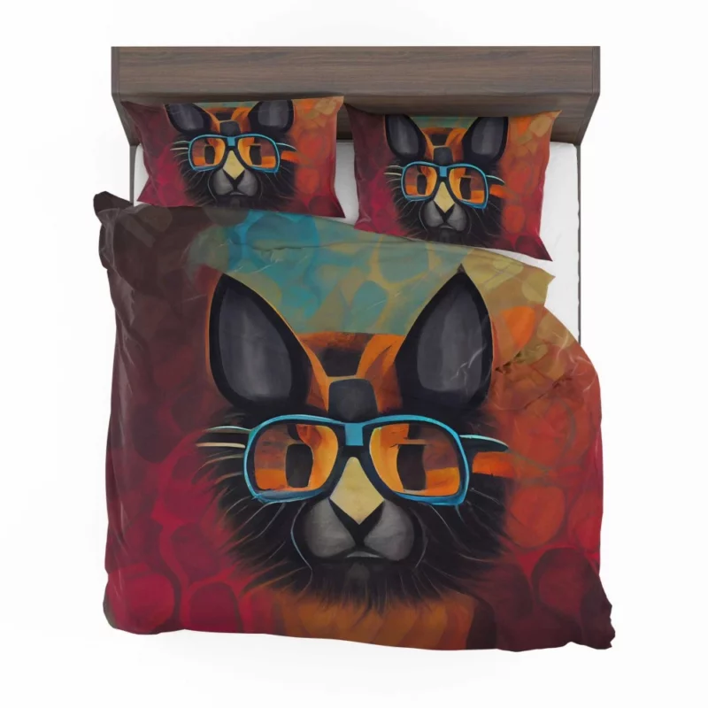 Bobcat Wearing Glasses Art Bedding Set 2