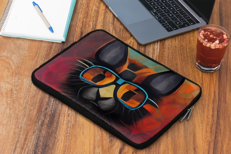 Bobcat Wearing Glasses Art Laptop Sleeve 2