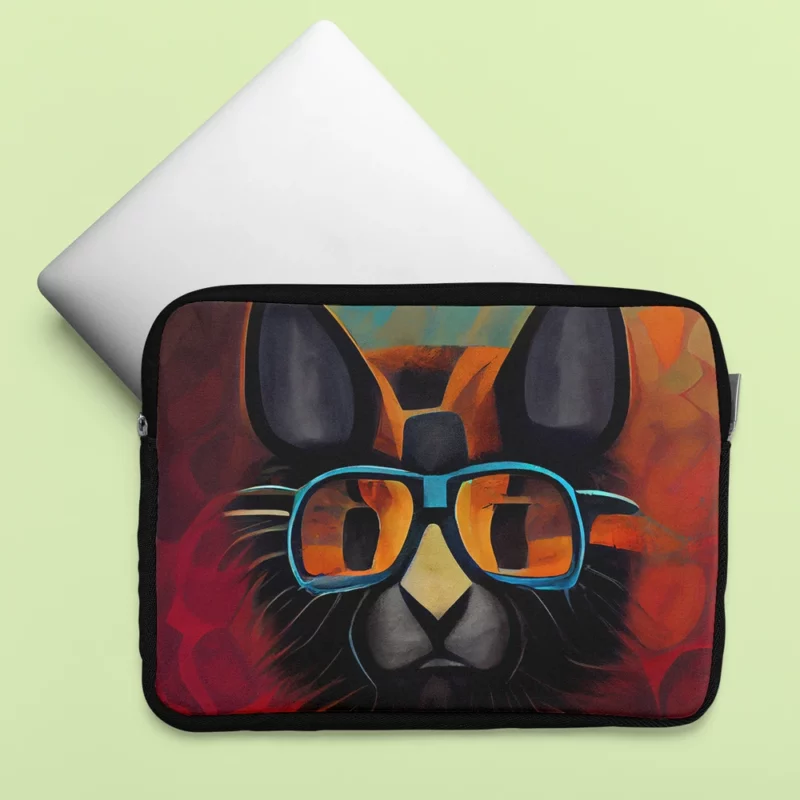 Bobcat Wearing Glasses Art Laptop Sleeve