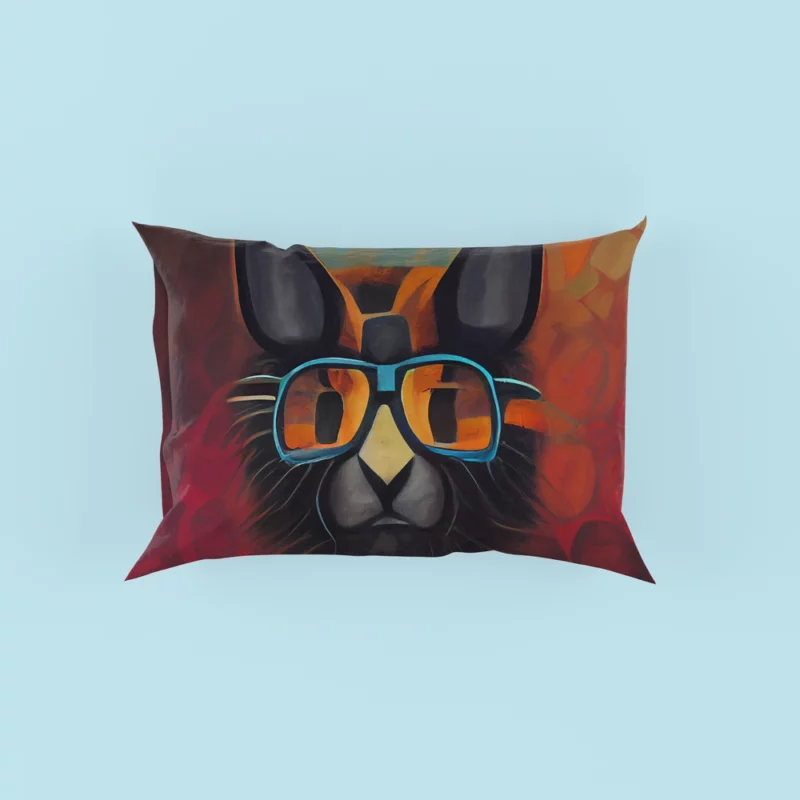 Bobcat Wearing Glasses Art Pillow Cases