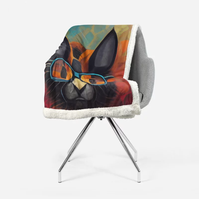 Bobcat Wearing Glasses Art Sherpa Fleece Blanket 1