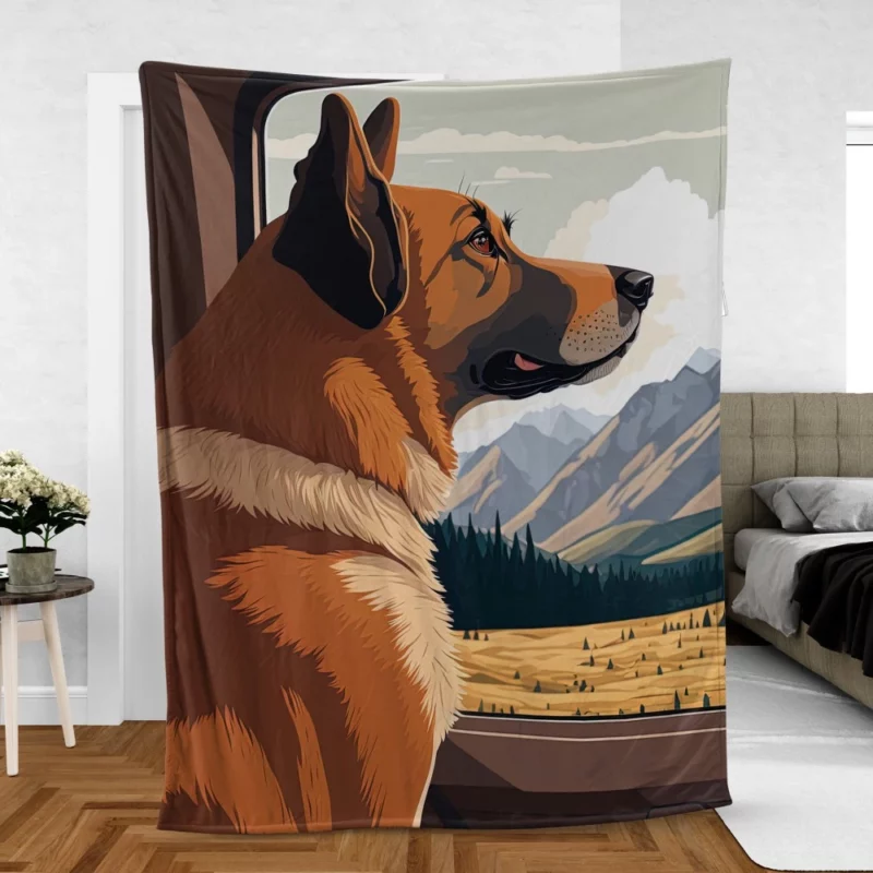 Brown Formosan Mountain Dog Sculpture Fleece Blanket