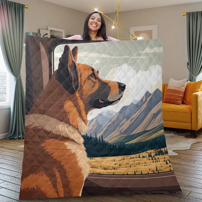 Brown Formosan Mountain Dog Sculpture Quilt Blanket