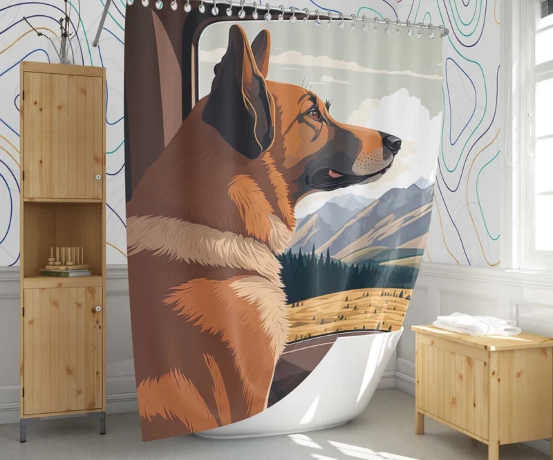 Brown Formosan Mountain Dog Sculpture Shower Curtain 1