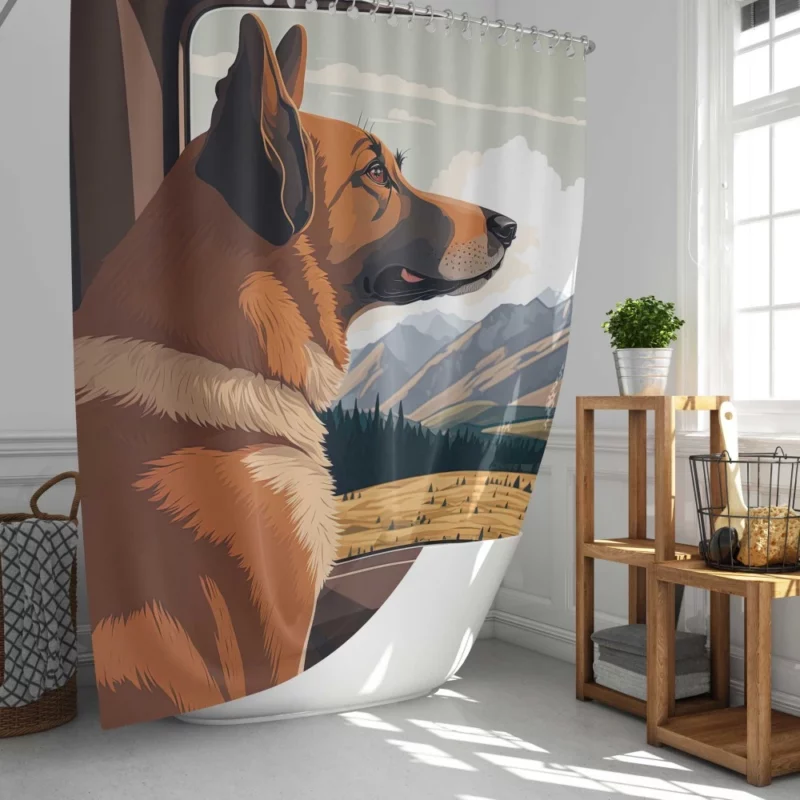 Brown Formosan Mountain Dog Sculpture Shower Curtain