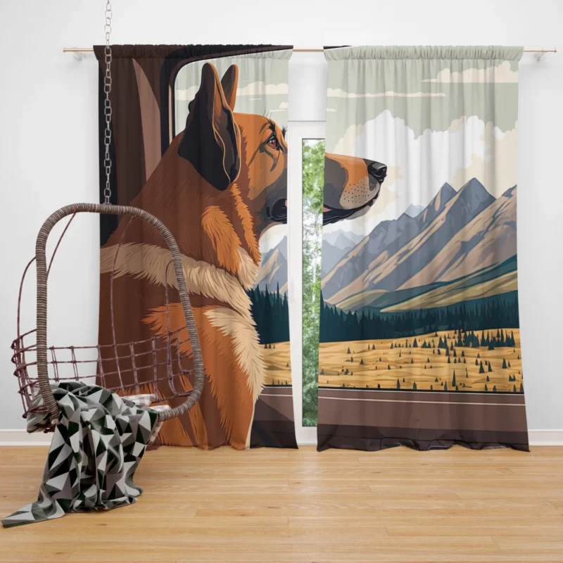 Brown Formosan Mountain Dog Sculpture Window Curtain