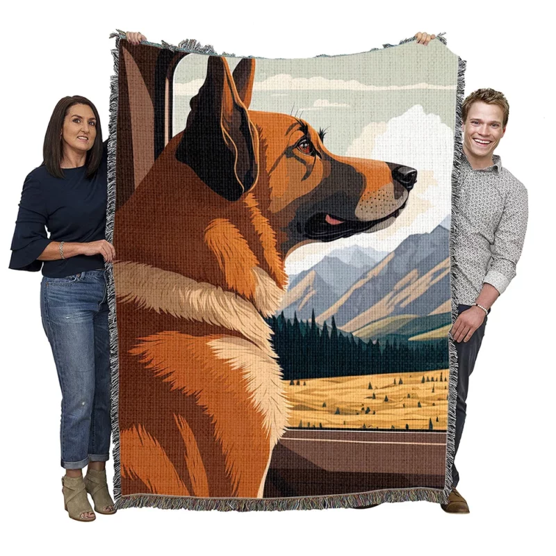 Brown Formosan Mountain Dog Sculpture Woven Blanket