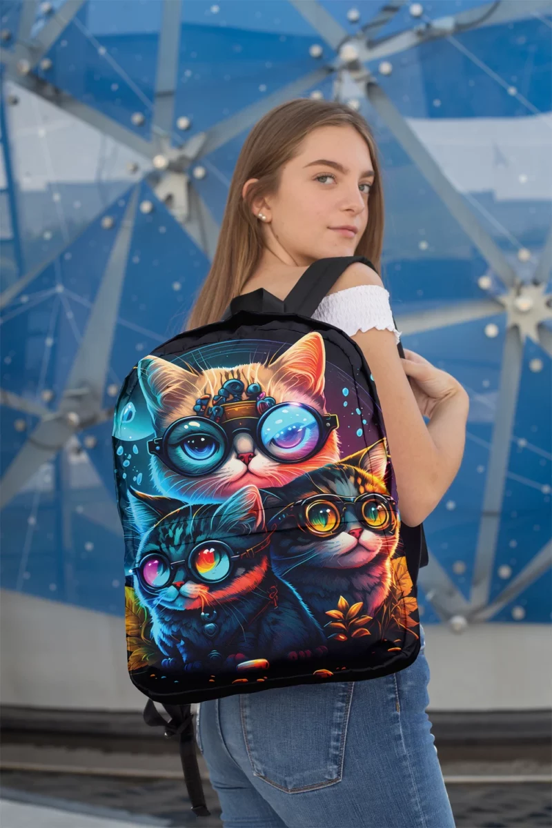 Cartoon Cat Character with Glasses Backpack 2