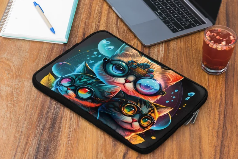 Cartoon Cat Character with Glasses Laptop Sleeve 2