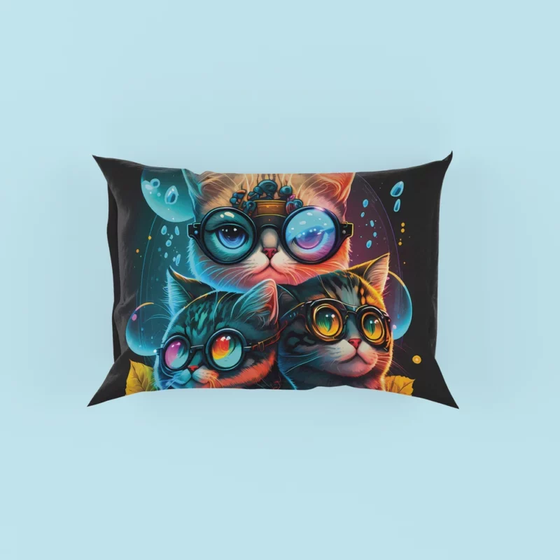 Cartoon Cat Character with Glasses Pillow Cases