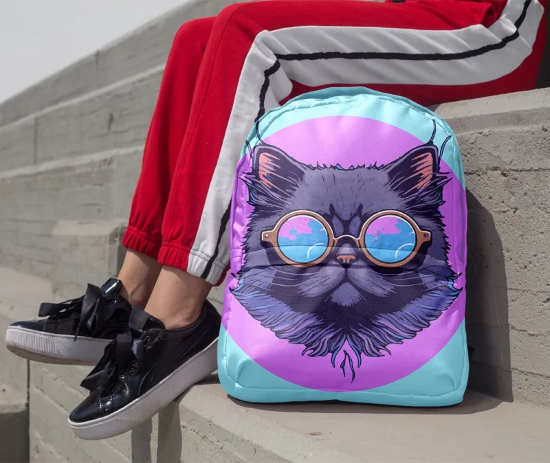 Cartoon Cat Mascot Logo Backpack 1