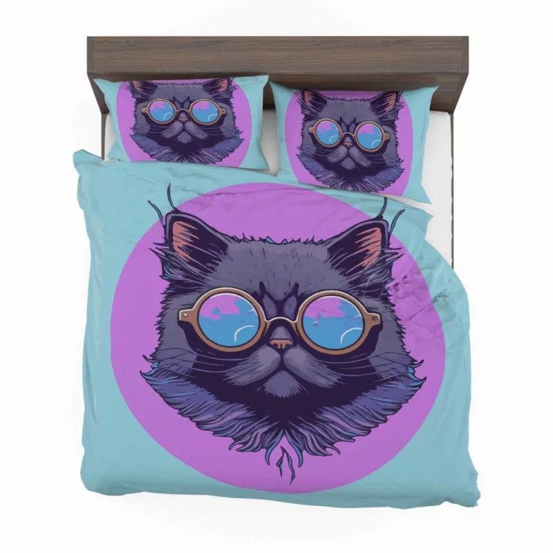 Cartoon Cat Mascot Logo Bedding Set 2