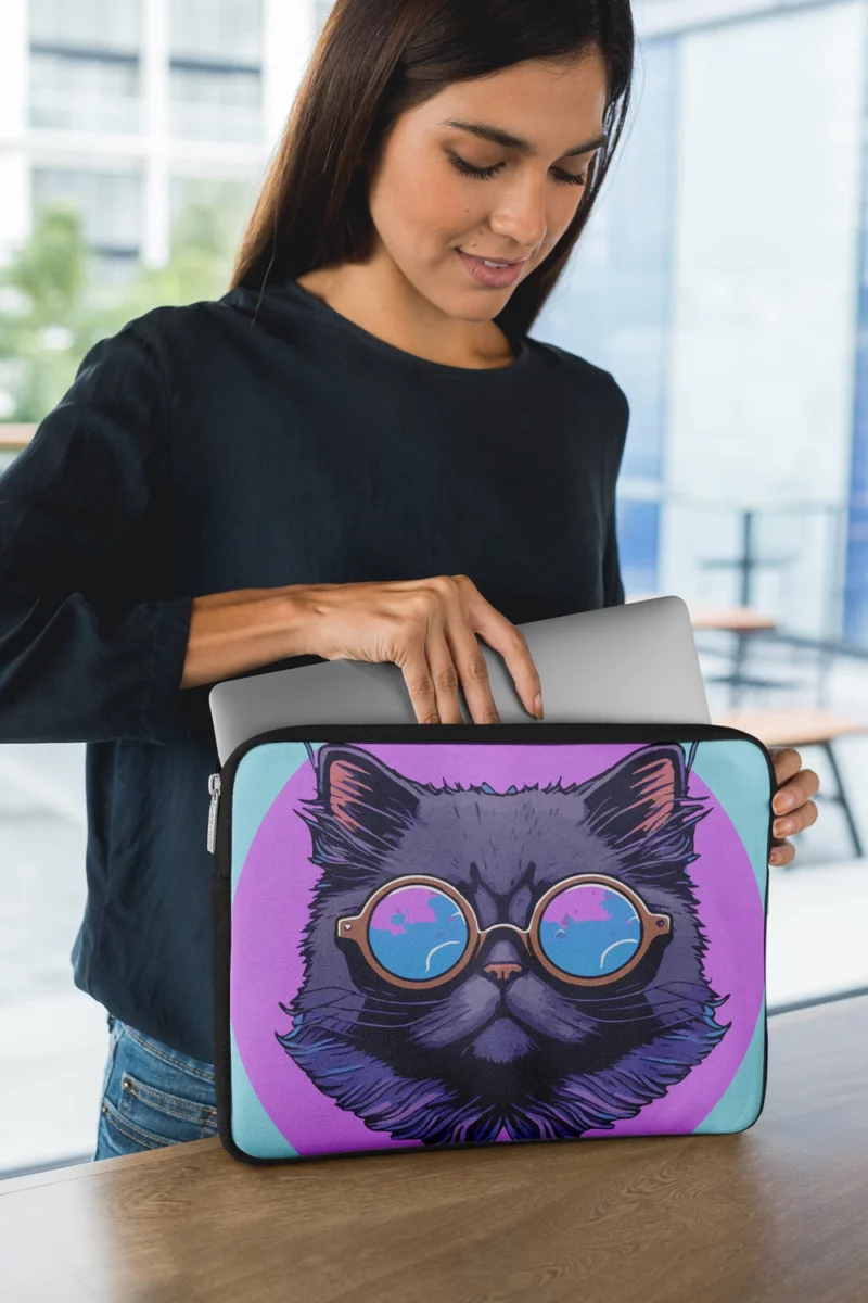 Cartoon Cat Mascot Logo Laptop Sleeve 1