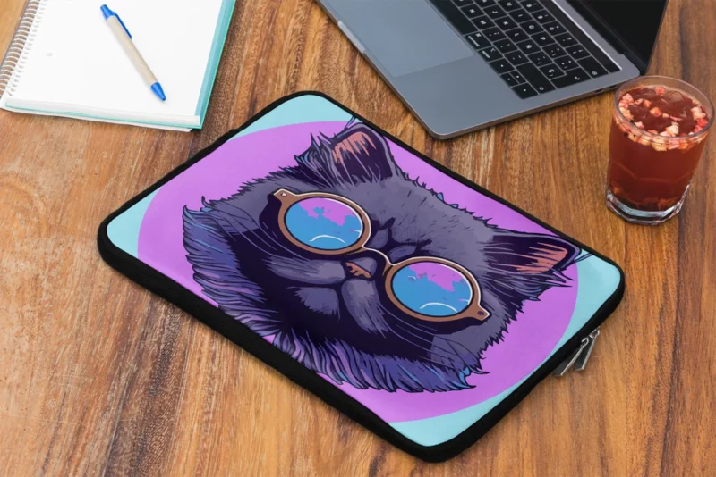 Cartoon Cat Mascot Logo Laptop Sleeve 2