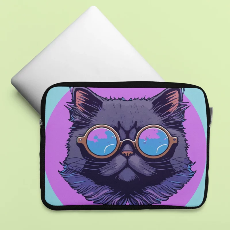 Cartoon Cat Mascot Logo Laptop Sleeve