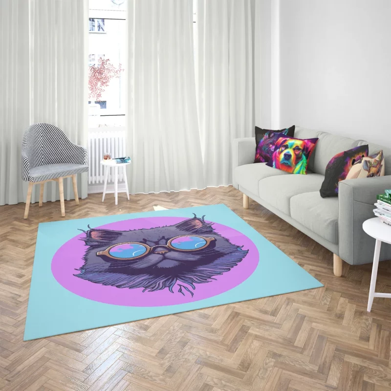 Cartoon Cat Mascot Logo Rug 2