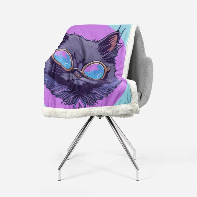 Cartoon Cat Mascot Logo Sherpa Fleece Blanket 1