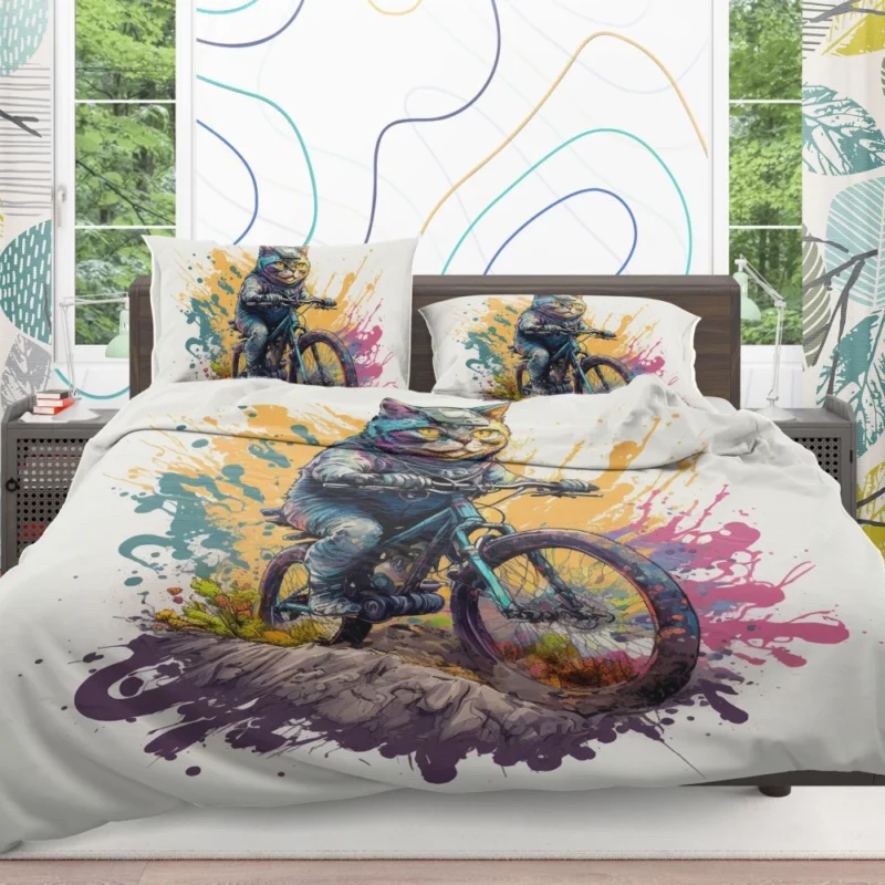 Cat Bike Helmet with Cat Design Bedding Set