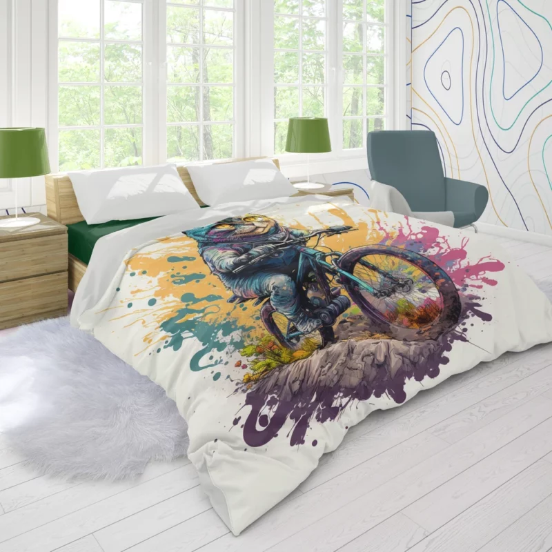 Cat Bike Helmet with Cat Design Duvet Cover