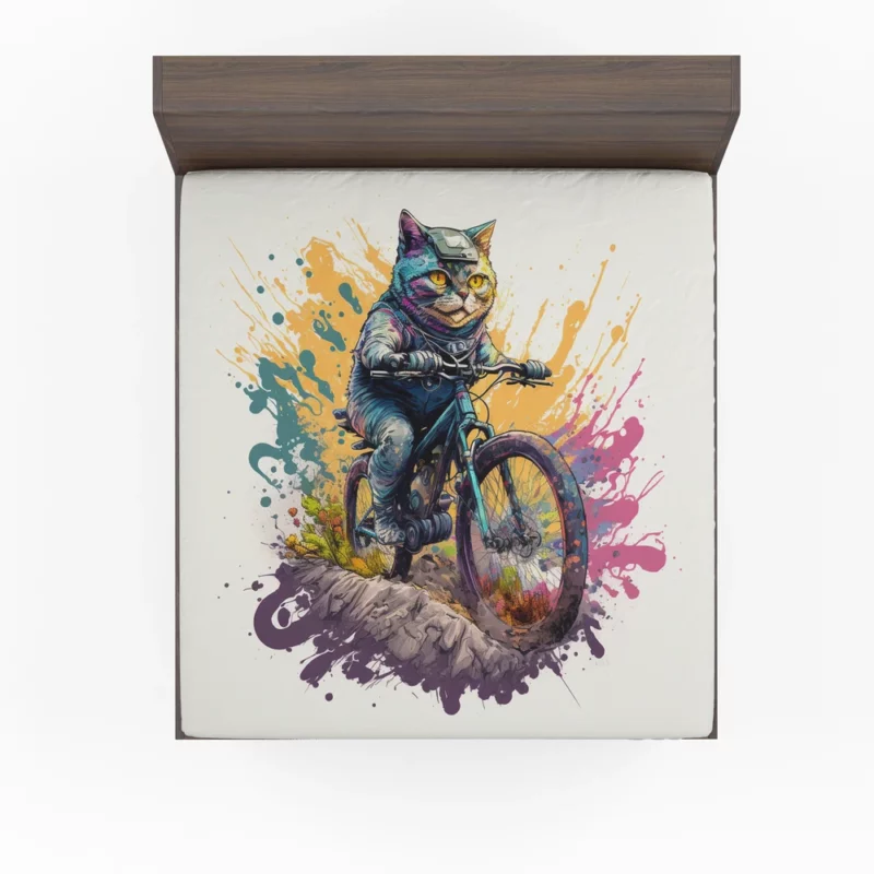 Cat Bike Helmet with Cat Design Fitted Sheet