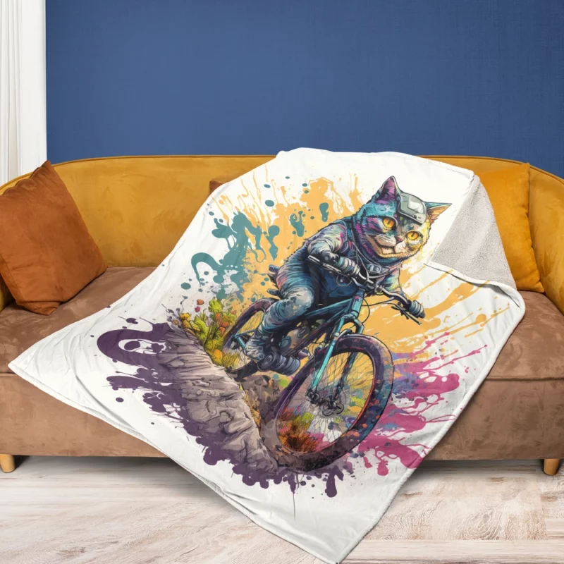 Cat Bike Helmet with Cat Design Fleece Blanket 1