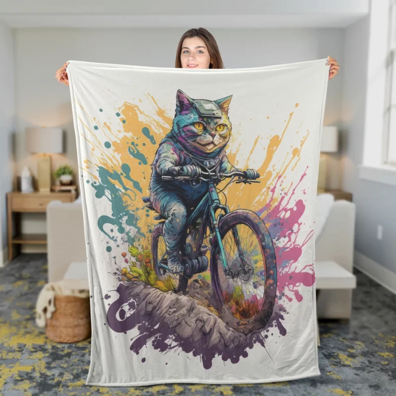 Cat Bike Helmet with Cat Design Fleece Blanket 2