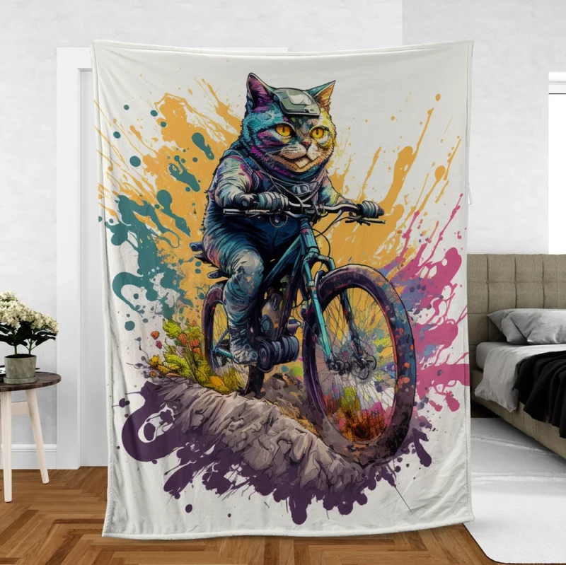 Cat Bike Helmet with Cat Design Fleece Blanket