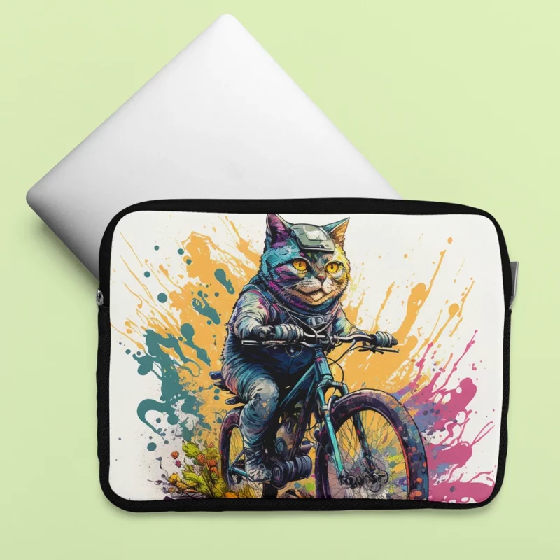 Cat Bike Helmet with Cat Design Laptop Sleeve