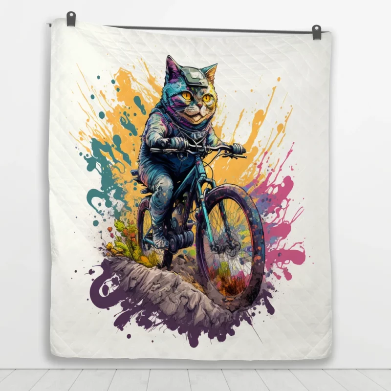 Cat Bike Helmet with Cat Design Quilt Blanket 1