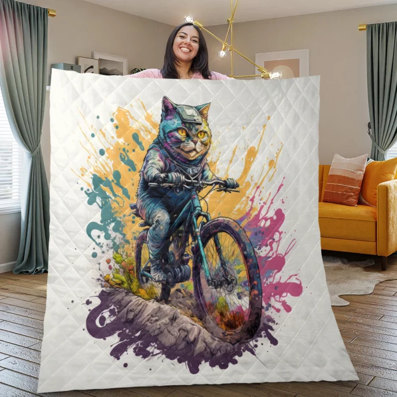 Cat Bike Helmet with Cat Design Quilt Blanket