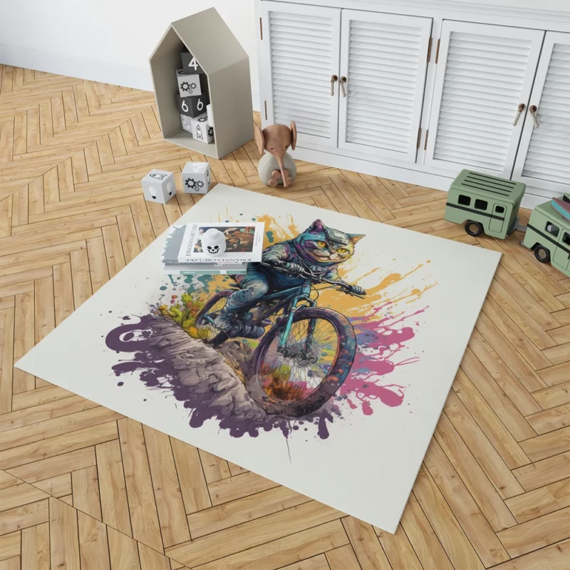 Cat Bike Helmet with Cat Design Rug 1